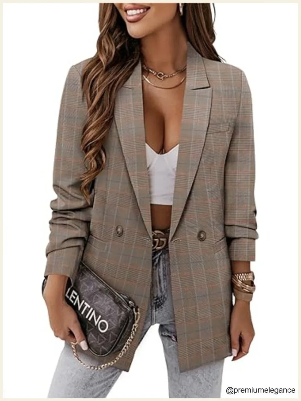 Women's Business Casual Blazer with Notched Lapel, Lined, Two Pockets